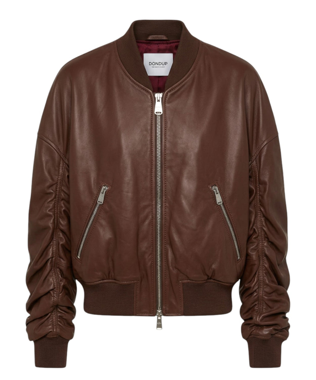 Dondup Bomber Nappa con Maniche Arricciate