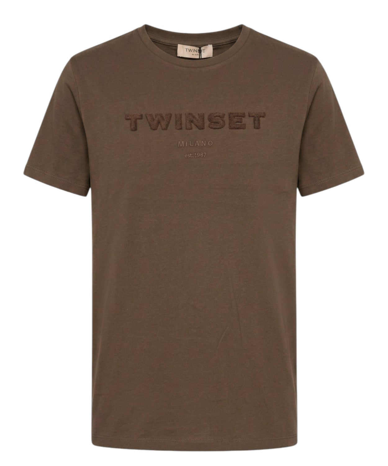 T-Shirt Donna in Cotone con Logo in Rilievo Twinset