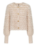 Cardigan Donna Spalline Imbottite e Filato Similpelo