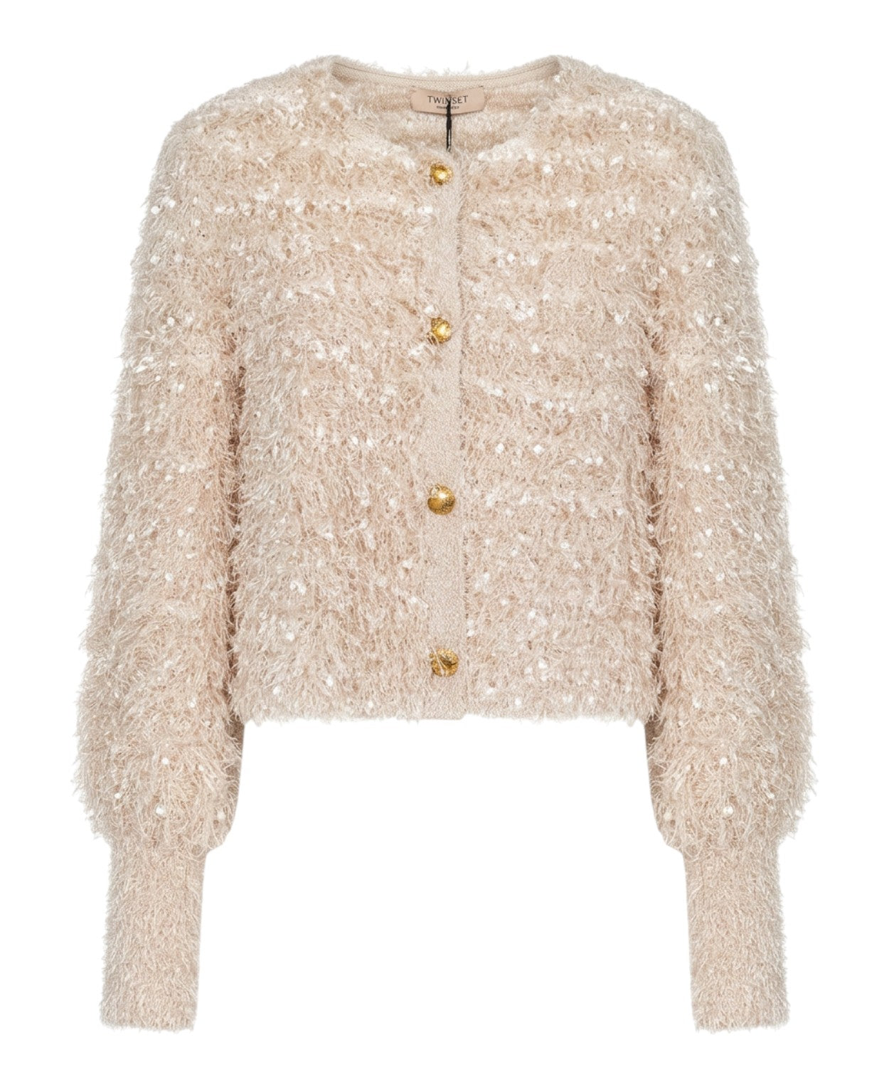 Cardigan Donna Spalline Imbottite e Filato Similpelo
