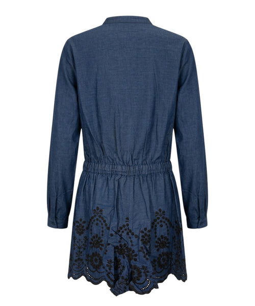Tutina Pantaloncino Lenny in Denim con Ricami
