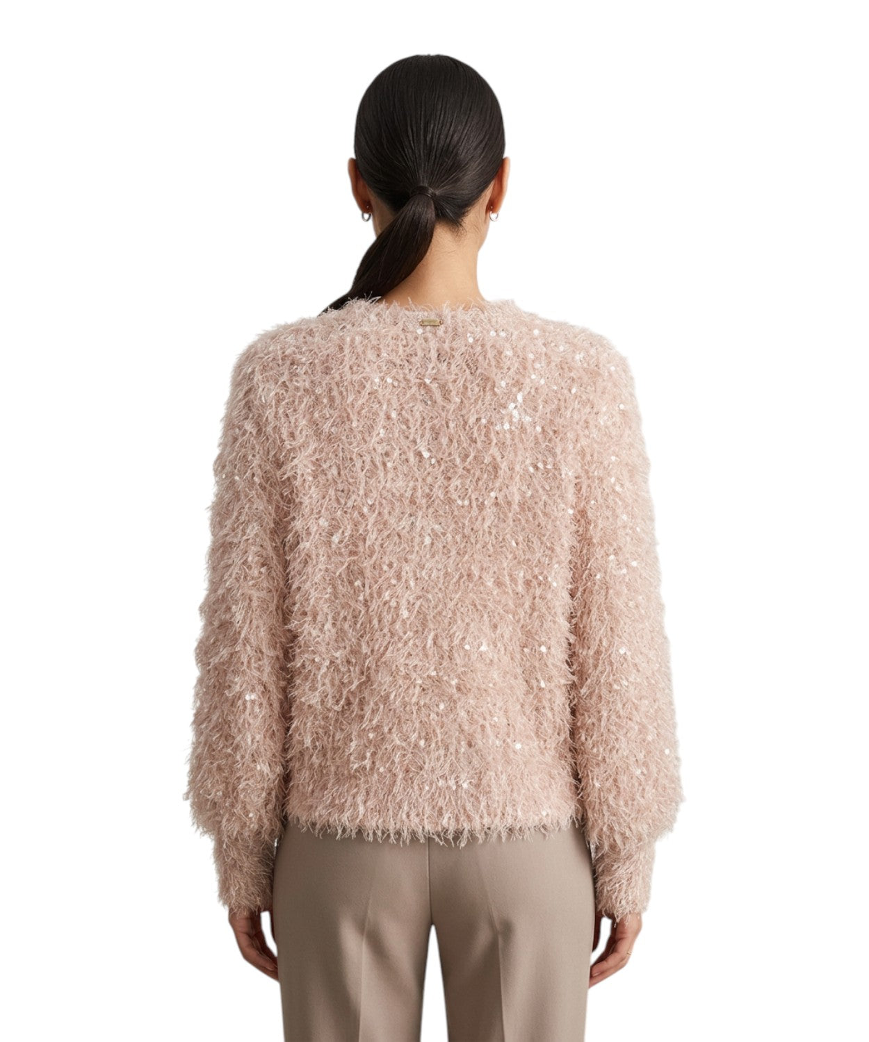 Cardigan Donna Spalline Imbottite e Filato Similpelo