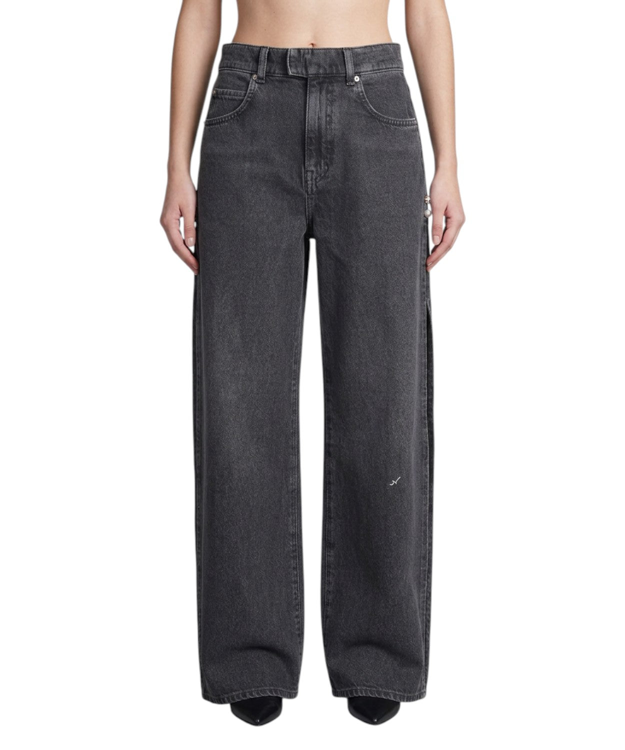 Pantaloni Pinko Wanda Denim con Spacco Laterale