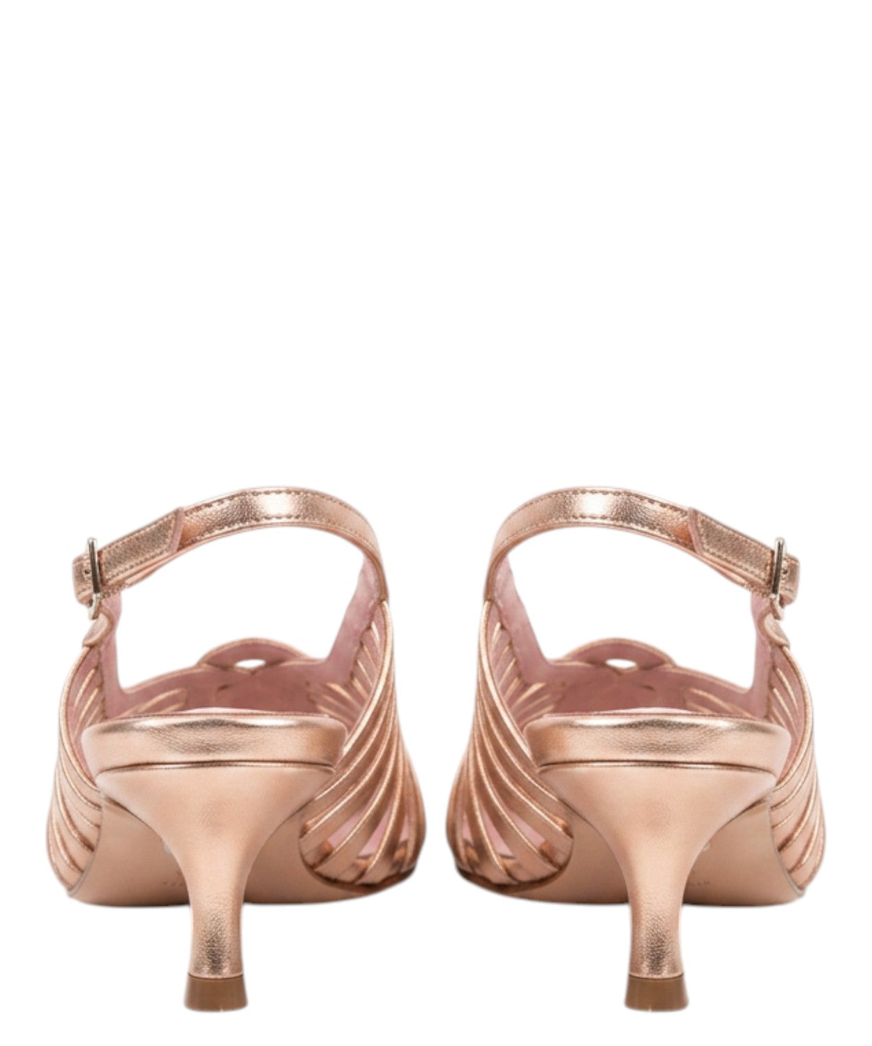 Slingback damskie eleganckie ze skóry laminowanej z plecionką