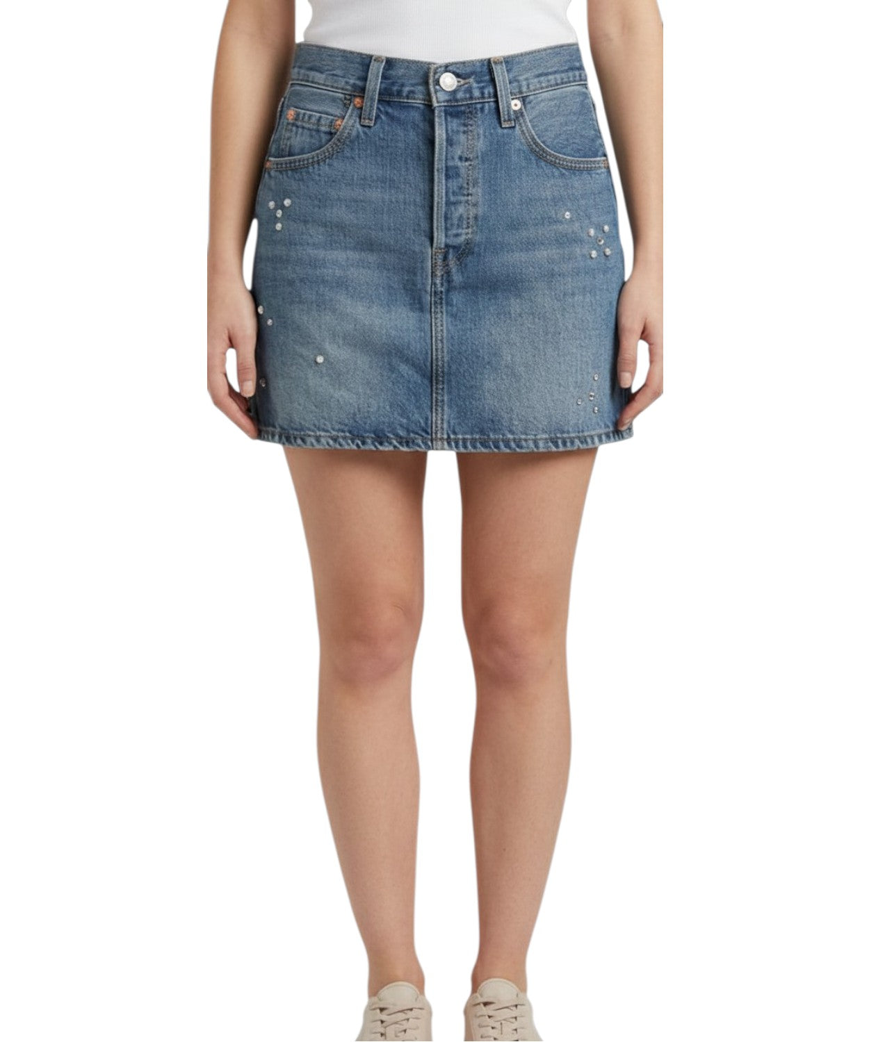 Gonna Levi's Denim con Strass Applicati