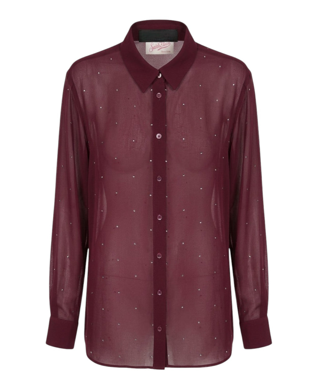 Camicia MC2 Saint Barth Brigitte z georgette se štrasem