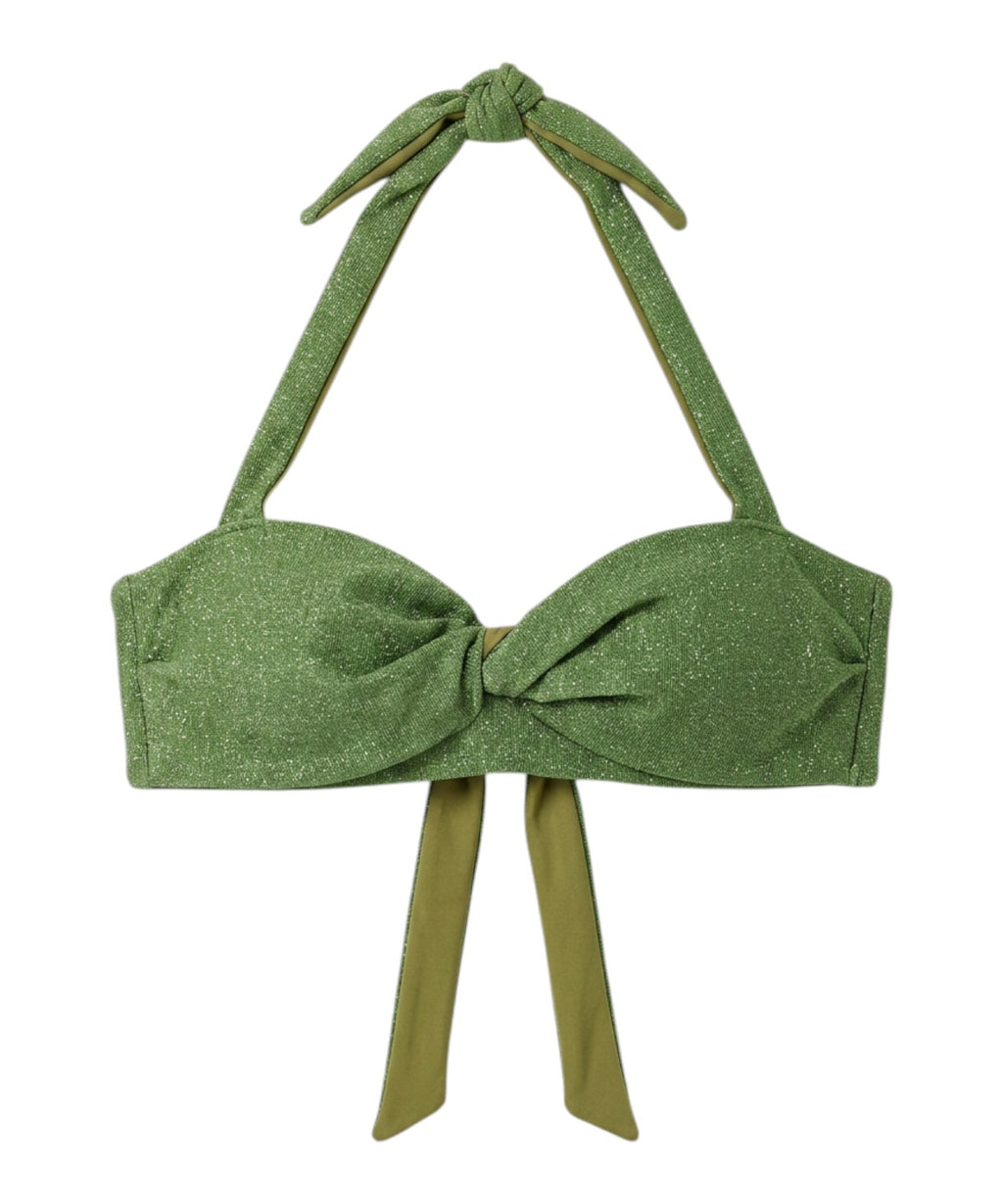 Bikini Lurex Donna con Top a Nodo e Vita Alta