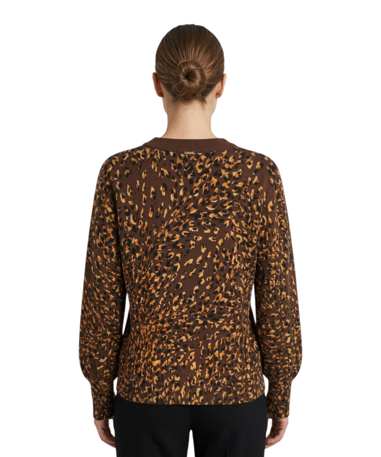 Cardigan Twinset Animalier in Viscosa e Poliammide