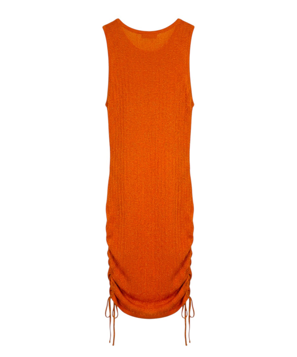 Sleeveless Midi Lurex Dress with Drawstring