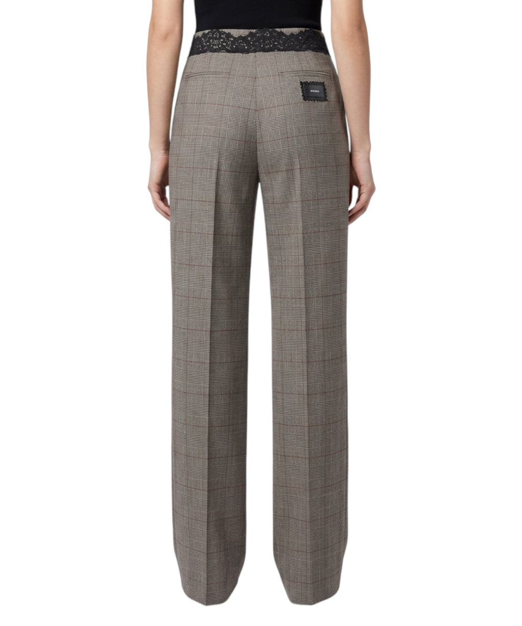 Pantaloni Pinko Plumeria Principe di Galles con Cinturino in Pizzo
