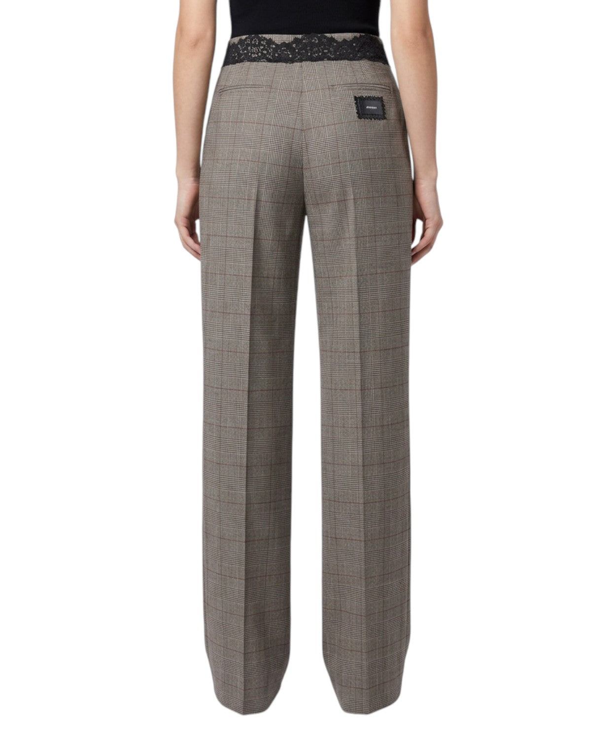 Pantaloni Pinko Plumeria Principe di Galles con Cinturino in Pizzo