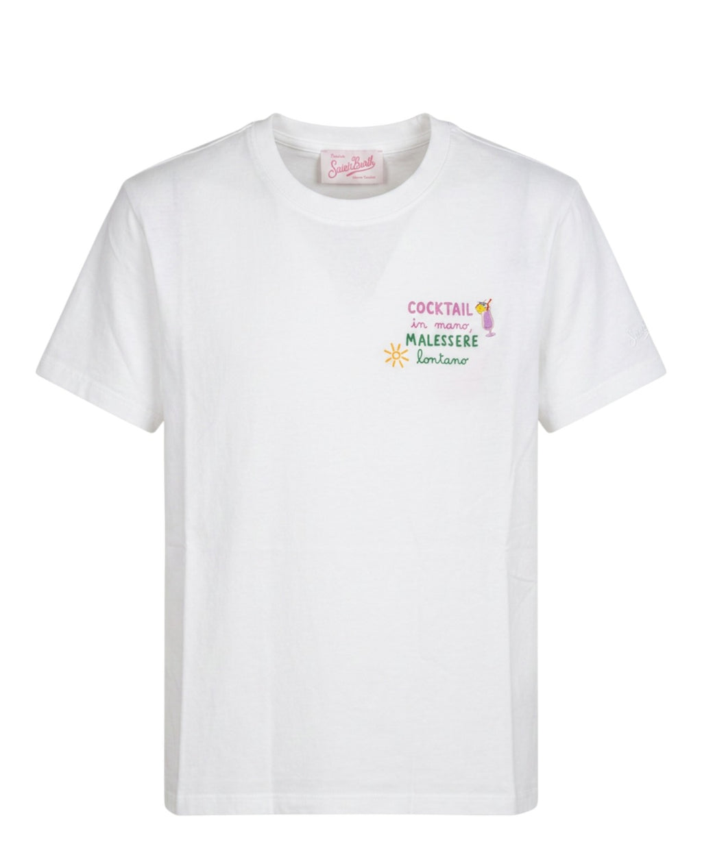 Tričko Emilie MC2 Saint Barth s výšivkou a připevněným přívěskem