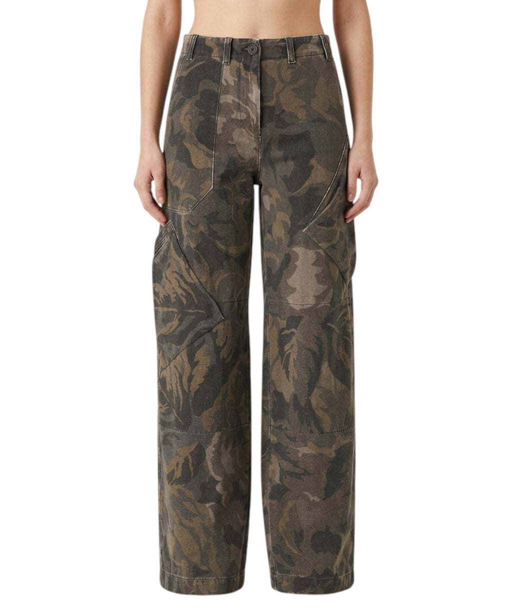 Pantaloni Pinko Haiku Camouflage Gamba Ampia
