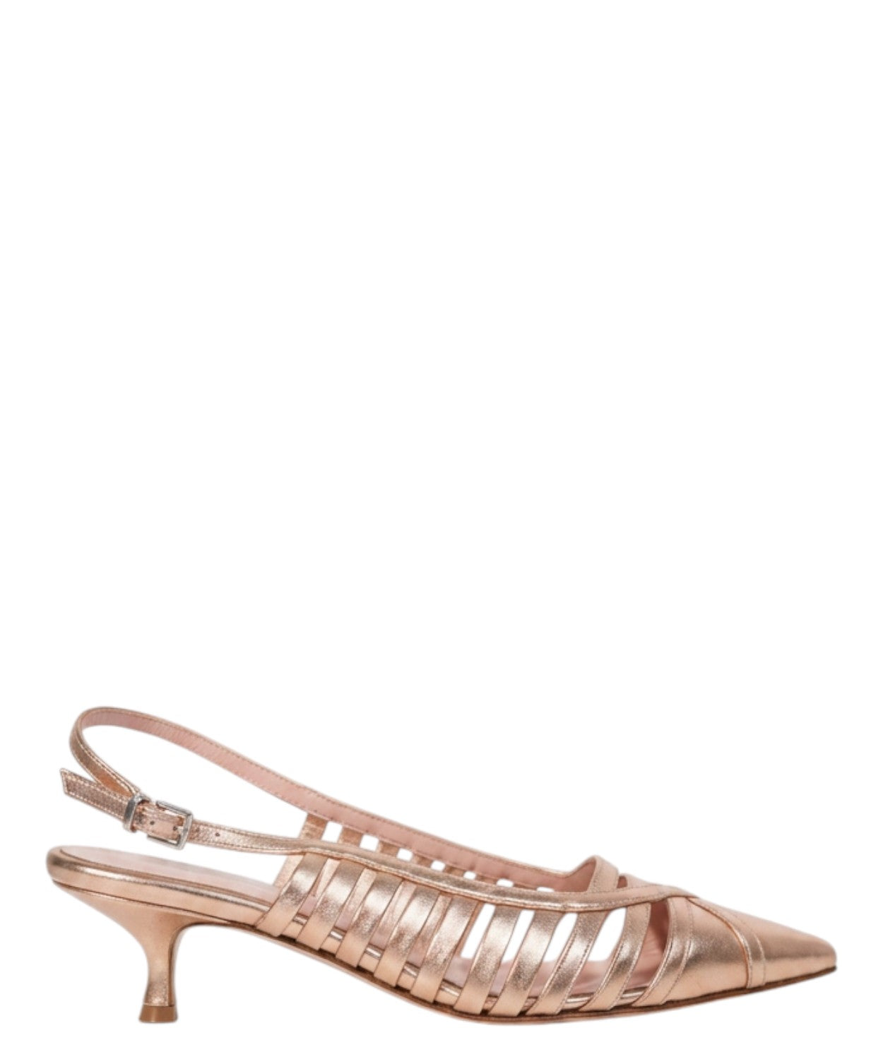 Slingback damskie eleganckie ze skóry laminowanej z plecionką