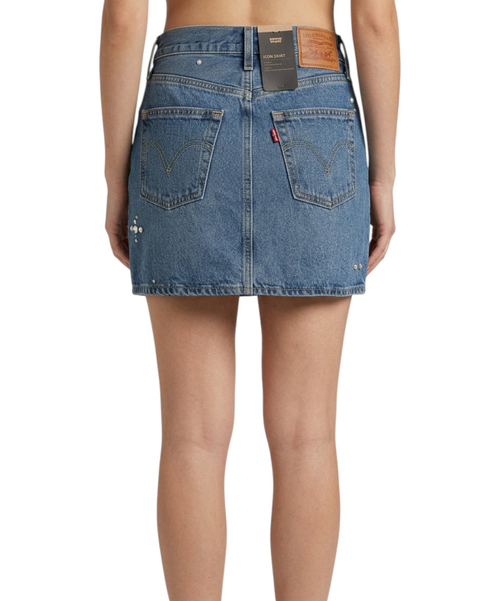 Gonna Levi's Denim con Strass Applicati