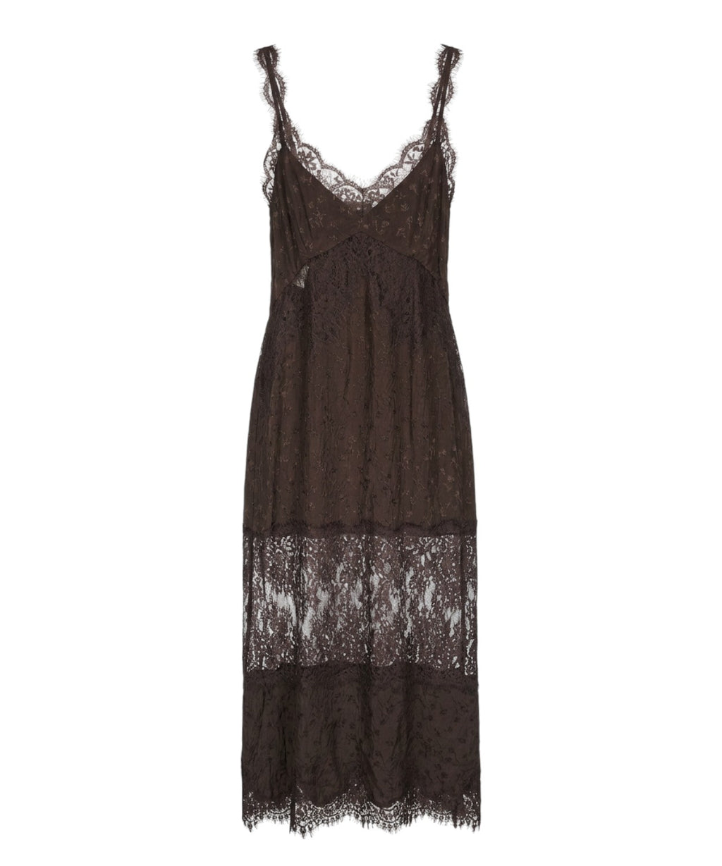 Vestido Pinko Aster en Crêpe Jacquard con Encaje