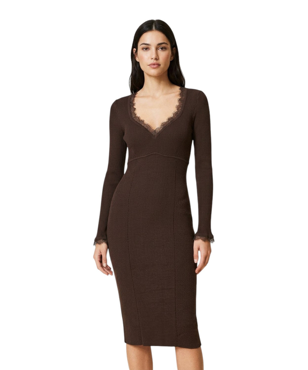 Abito Twinset Donna in Maglia con Pizzo Elegante