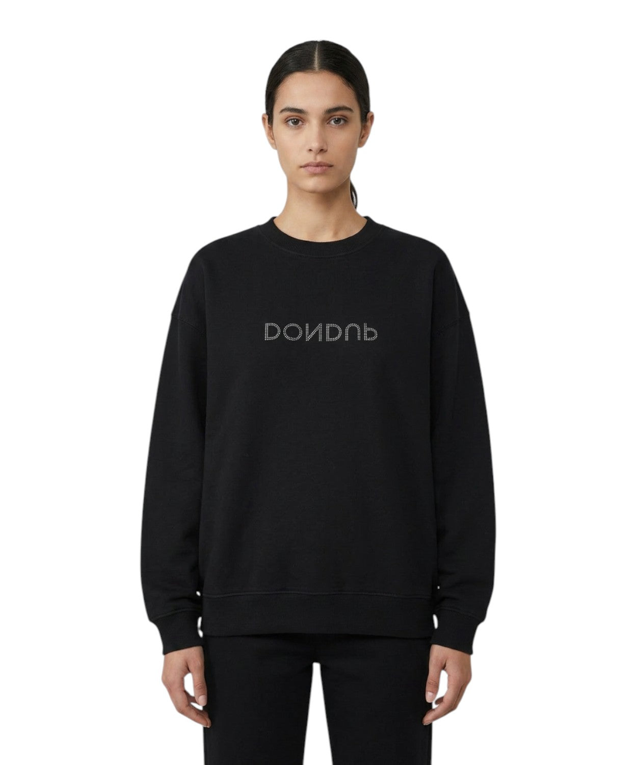 Felpa Donna Dondup Oversize con Logo Strass