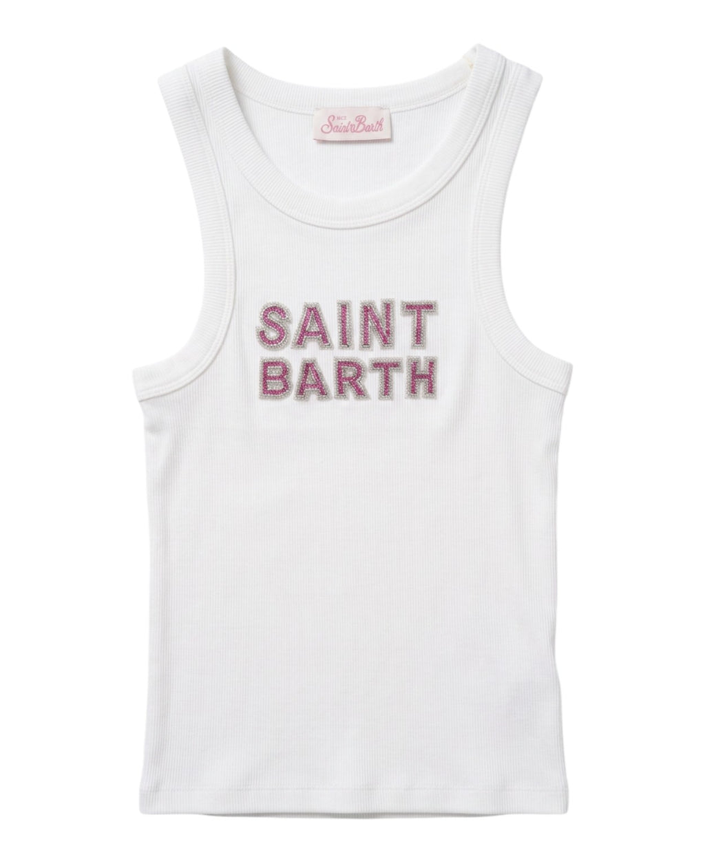 MC2 Saint Barth Women's Summer Tank Top with Beaded Logo