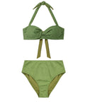 Bikini Lurex Donna con Top a Nodo e Vita Alta