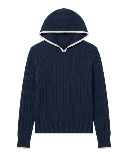 Jersey de mujer MC2 Saint Barth Laurent de punto trenzado con capucha