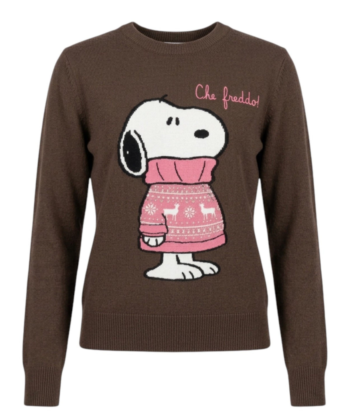 Jersey de cuello redondo New Queen con jacquard de Snoopy
