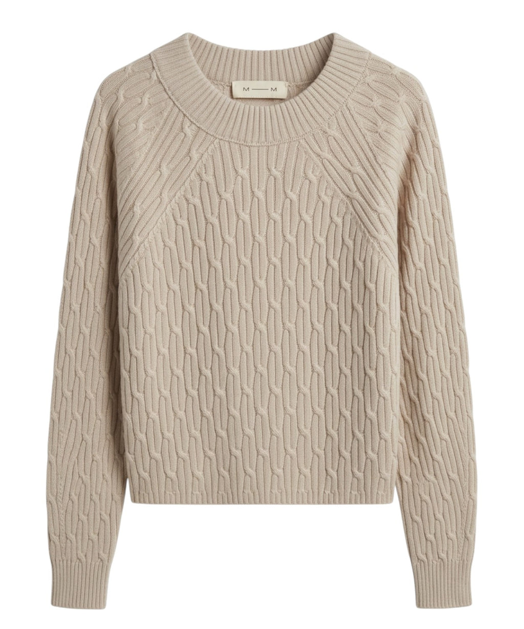 KABALA-sweater i bomuld med fletstrik og bådhals