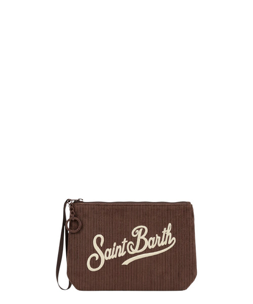 Aline Cord-Clutch mit Logo