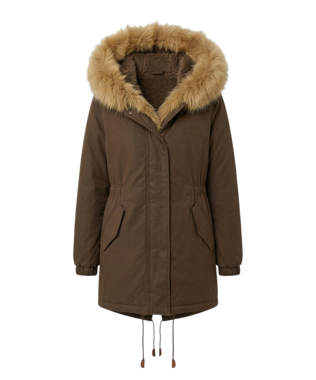 Giacca Donna in Cotone Cerato con Interno in Pelliccia