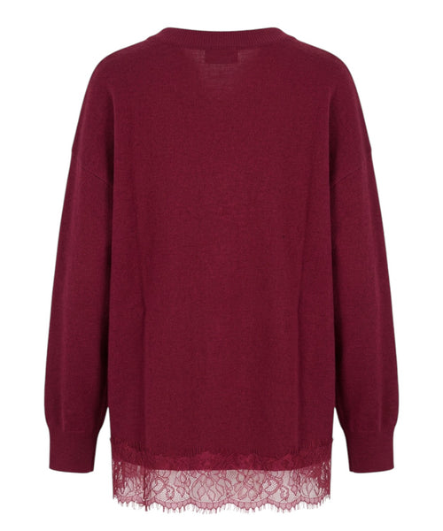 Cardigan Donna Cashmere Scollo a V Dotty con Pizzo
