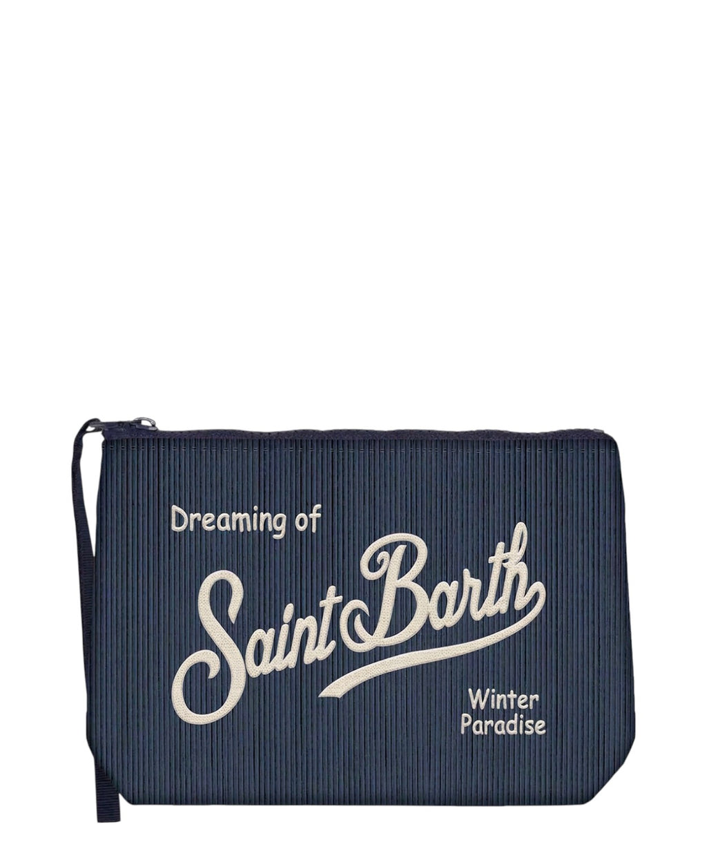 Aline Cord-Clutch mit Logo