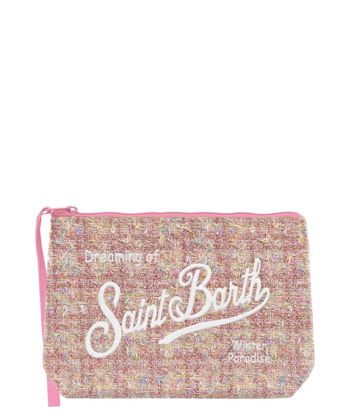 Aline tweed pouch with embroidered logo