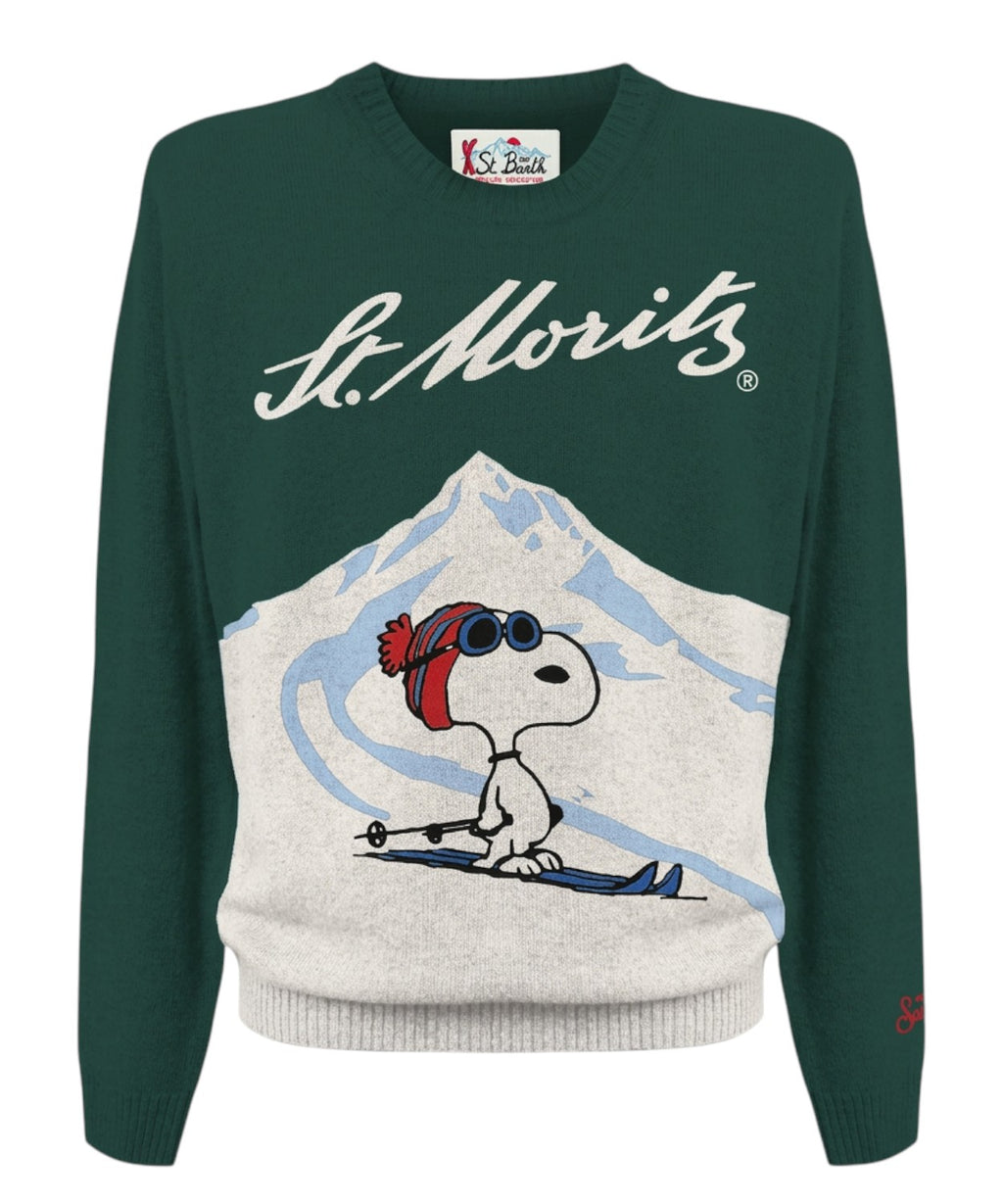 Maglione Heron in misto cashmere con ricamo Snoopy