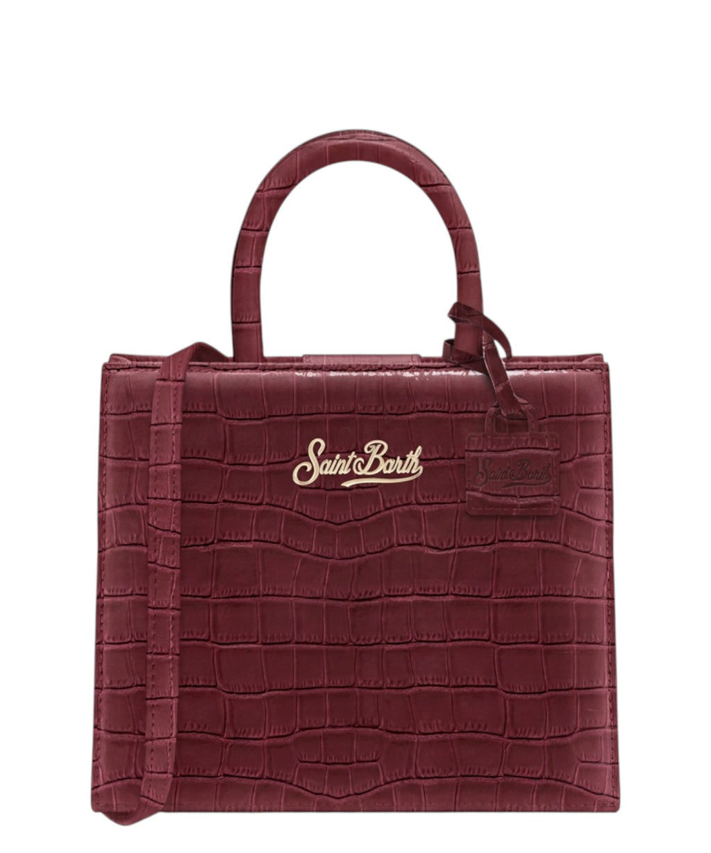 Shop Bag Midi in Pelle Stampa Cocco con Tracolla