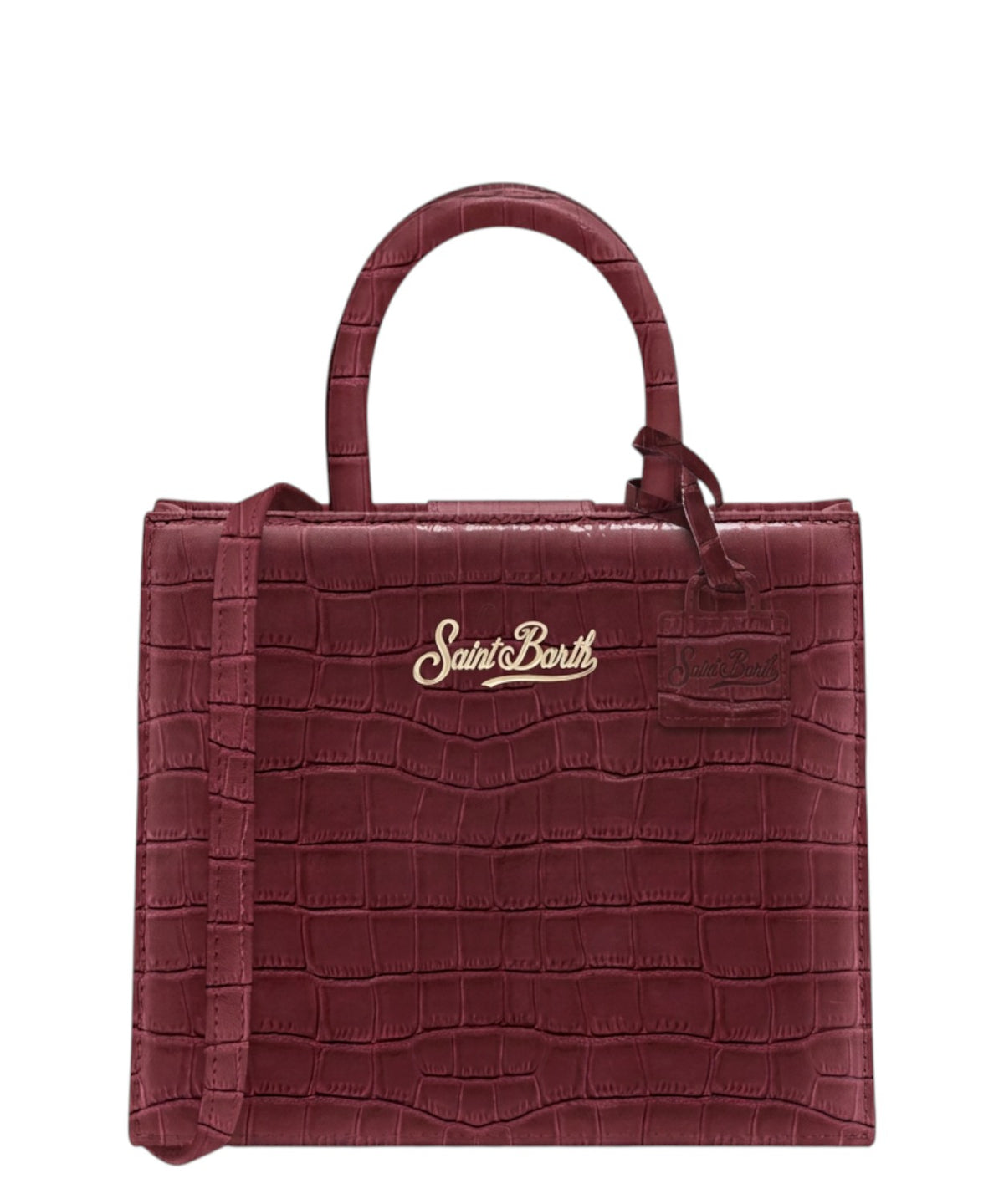 Shop Bag Midi in Pelle Stampa Cocco con Tracolla