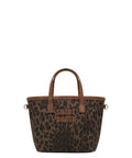 City Mini-tas van gewaxt katoen met luipaardprint