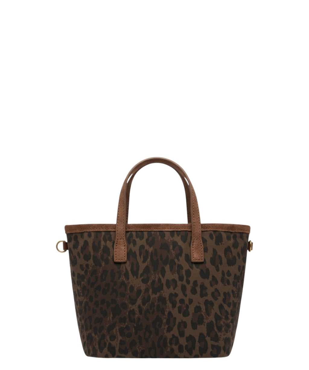 City Mini-tas van gewaxt katoen met luipaardprint