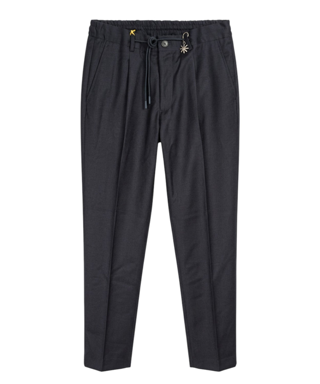 Pantalone Uomo in Lana Vergine Stretch con Elastico in Vita