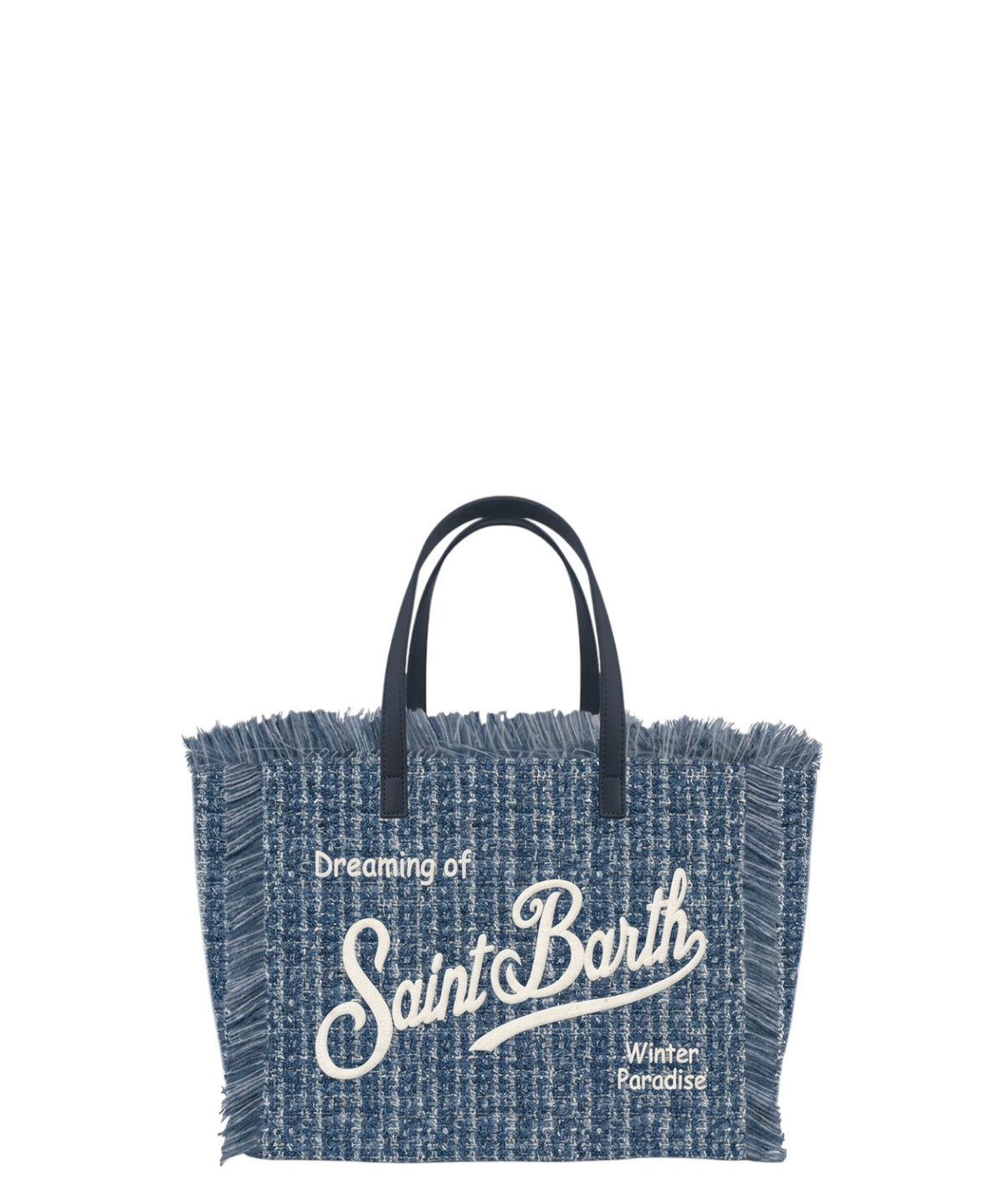 Mini Vanity Handbag in Pink Tweed Wool with Fringes