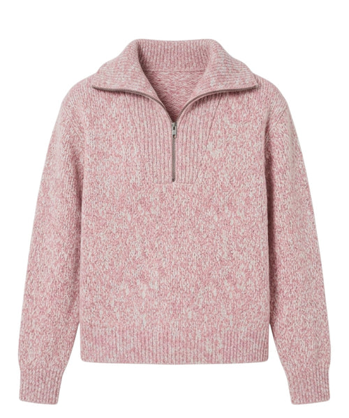 Maglione donna in lana mélange con mezza zip