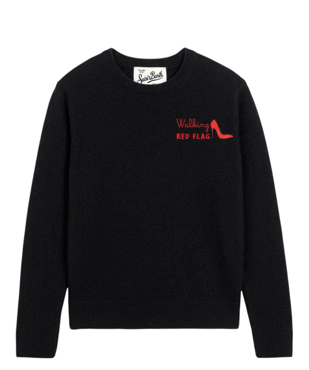 Maglione New Queen in Misto Cashmere e Ricamo Red Flag