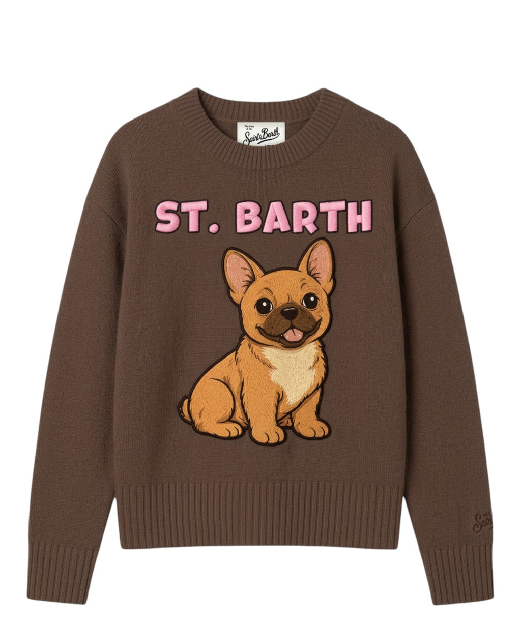 Maglia Girocollo Tessa in Misto Cashmere con Logo e Bulldog