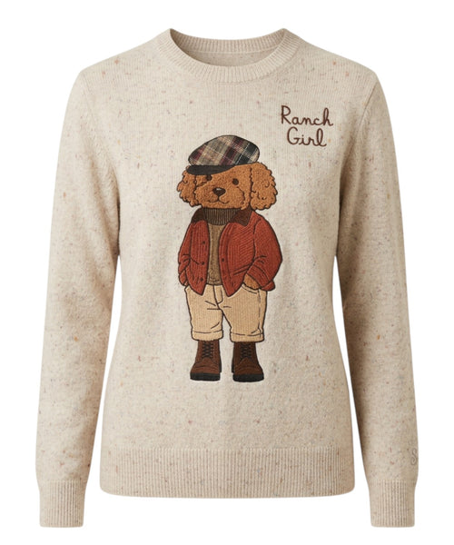 Maglione New Queen Donegal con Ricamo Country Poodle