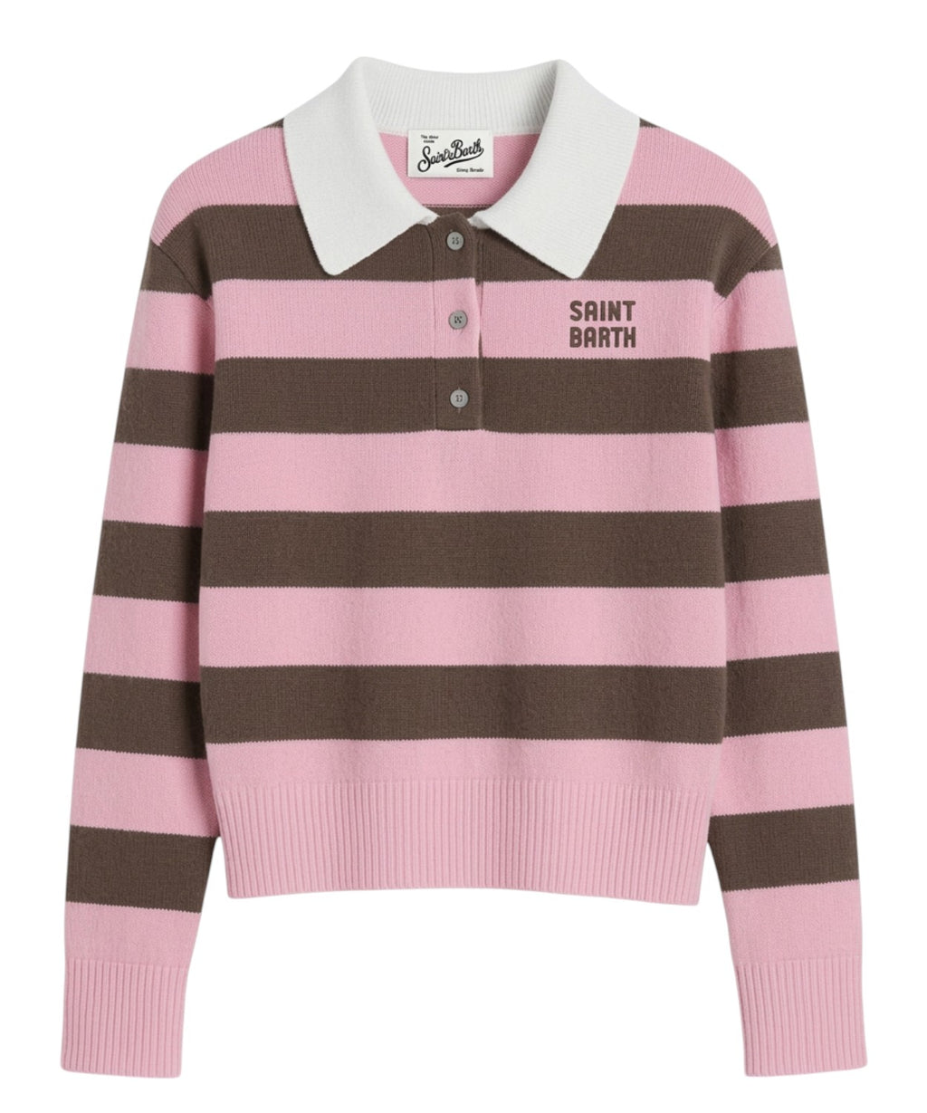 Damenpullover MC2 Saint Barth Hadidy mit Kragen und Knöpfen