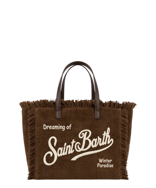Borsa Colette in Velluto a Coste con Logo e Tracolla