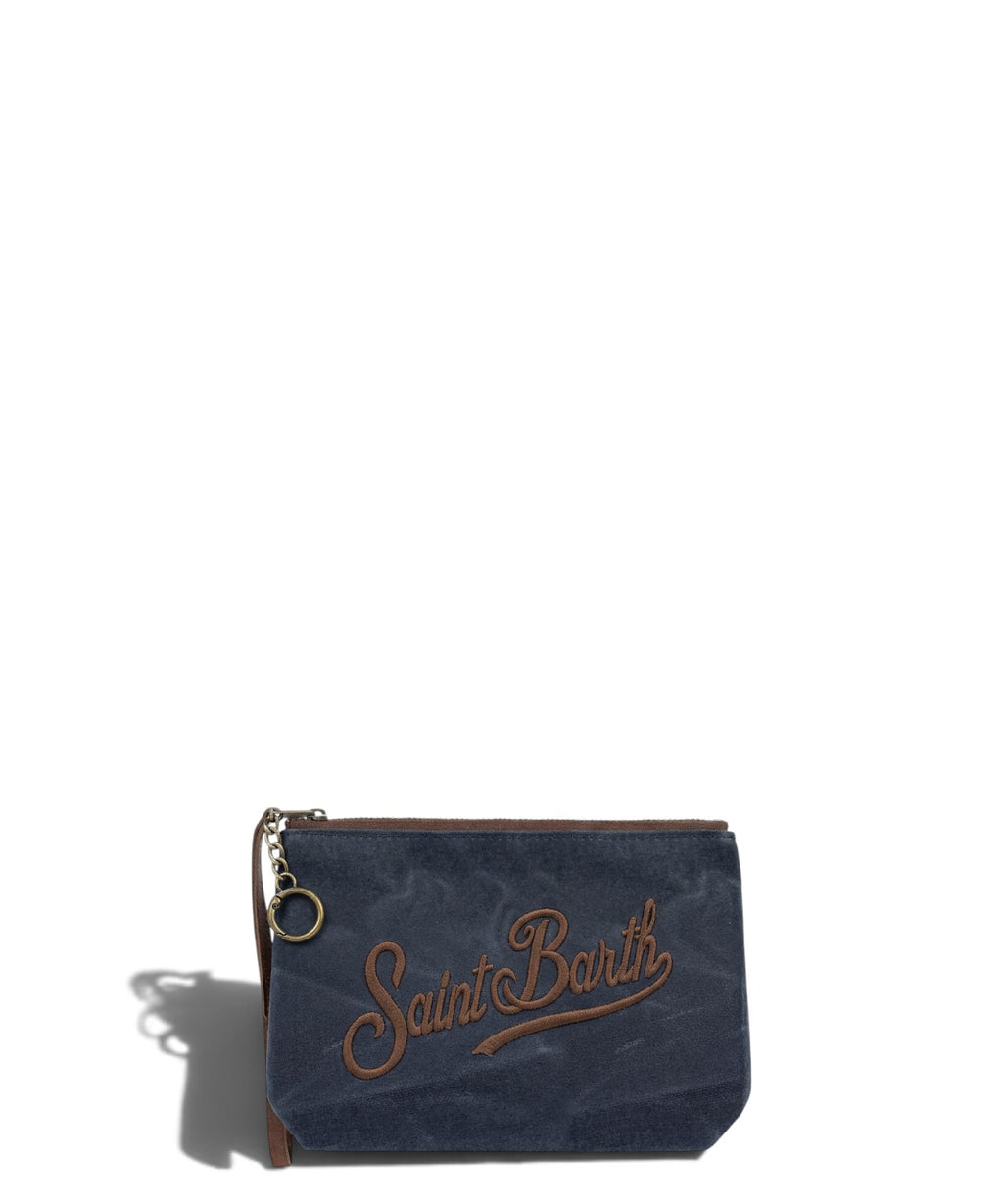 Aline Mini-pochette i ribfløjl med logo