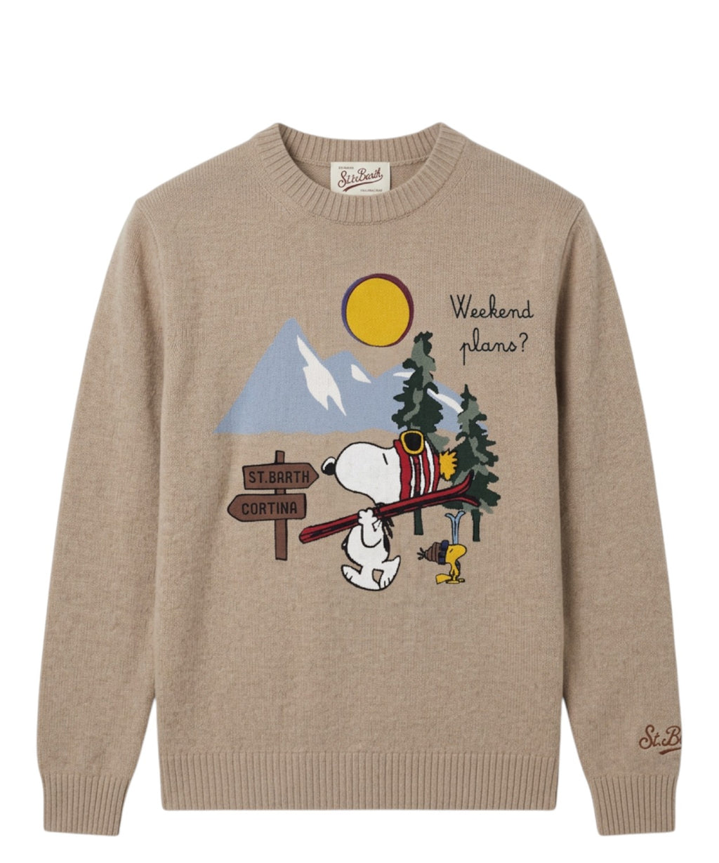 Svetr Heron z kašmírové směsi s výšivkou Snoopy
