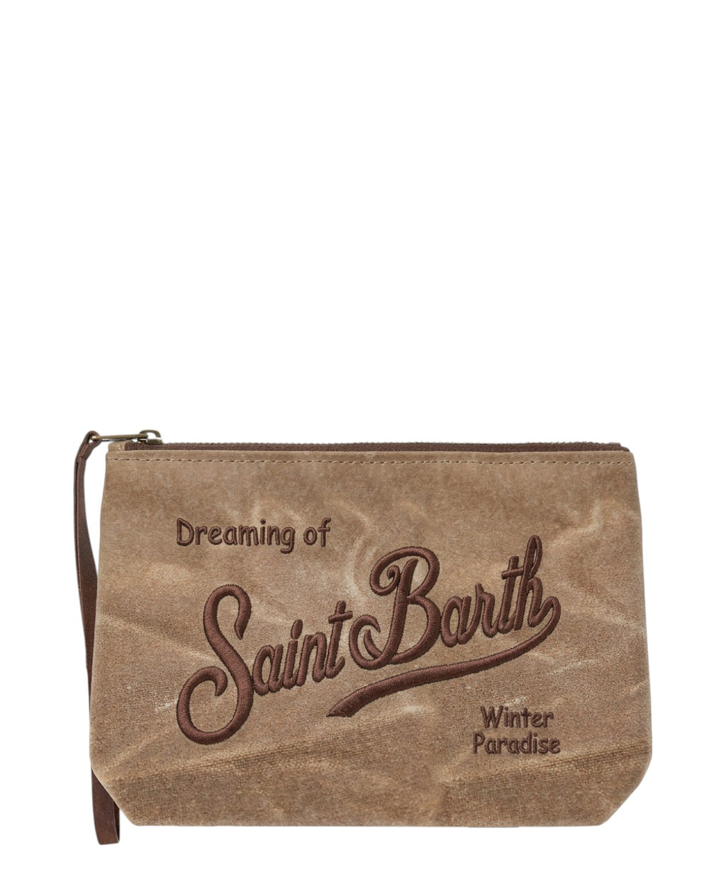 Pochette Aline in Cotone Cerato con Logo