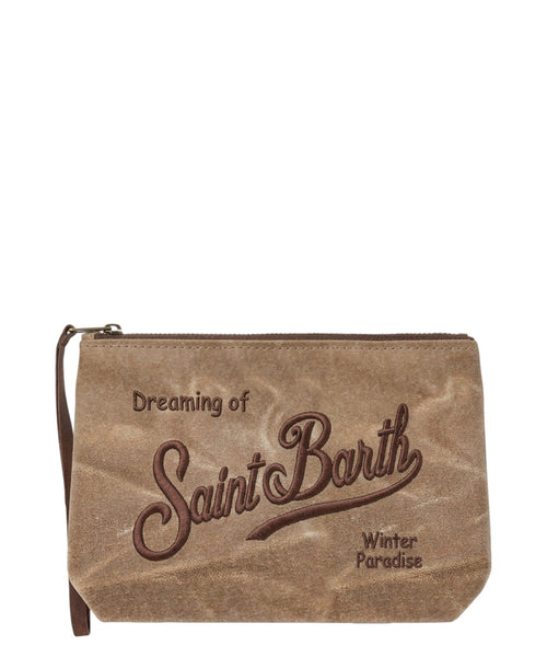 Pochette Aline in Cotone Cerato con Logo