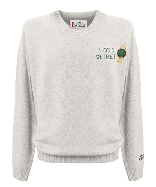 Maglione in cashmere Heron Light con ricamo Watch